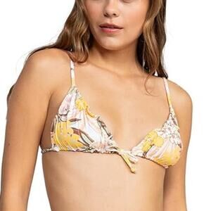 New Roxy Womens XL Floral Adjustable Straps Reversable Triangle Bikini Top ONLY